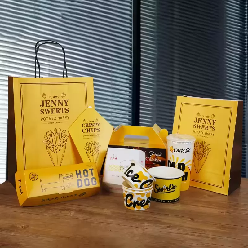Disposable paper food boxes and bags kraft fried chicken buckets snack trays by UGI Packaging