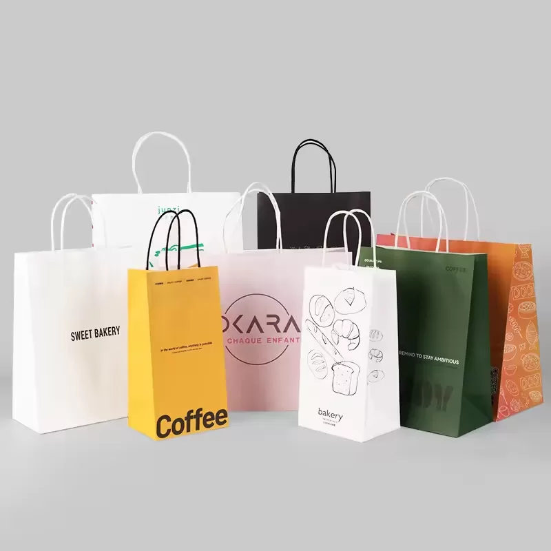 Compostable kraft paper takeout bags with PLA coating biodegradable food packaging by UGI Packaging