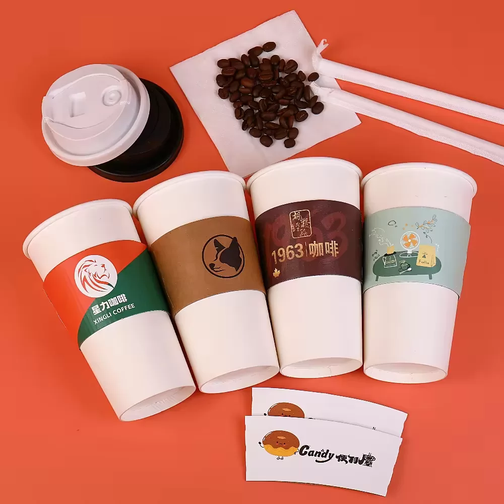 custom cup sleeve manufacturer UGI Packaging embossed UV gold foil milk tea sleeve box premium print