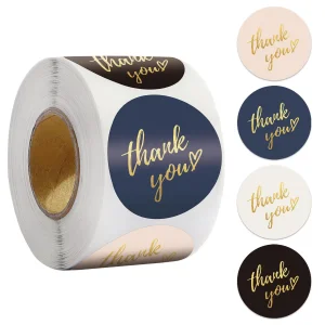 gold foil thank you stickers hot stamping bronzing labels UGI Packaging