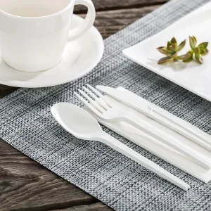 PLA biodegradable disposable cutlery kit fork knife teaspoon wholesale