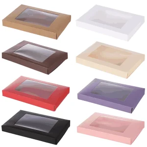 kraft paper vintage style cake boxes matte finish PVC window UGI Packaging manufacturer