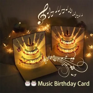 3D pop-up light music birthday cake card UGI Packaging