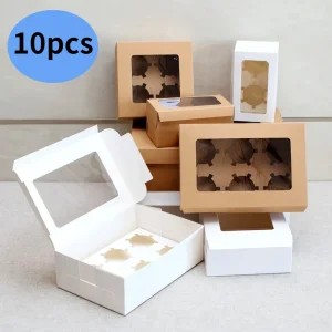 kraft paper cupcake packing boxes clear window food grade material UGI Packaging