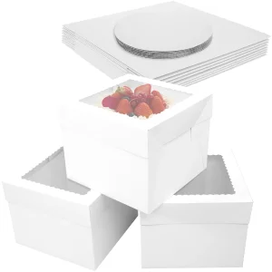tall cake boxes with cake boards 10 inch window manufacturing production UGI Packaging