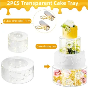 2-piece acrylic cake stand fillable riser bakery packaging display wholesale UGI Packaging