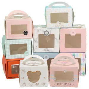 portable handle cake boxes clear window custom printing wholesale UGI Packaging manufacturer