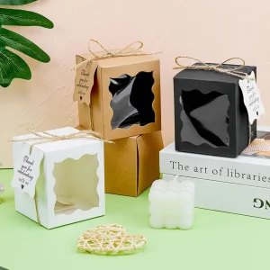 kraft paper candle gift box clear window UGI Packaging folding carton