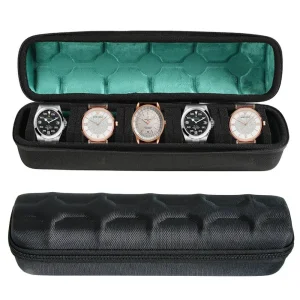 5-slot portable watch storage case PU velvet lined compartments travel watch organizer quality control UGI Packaging