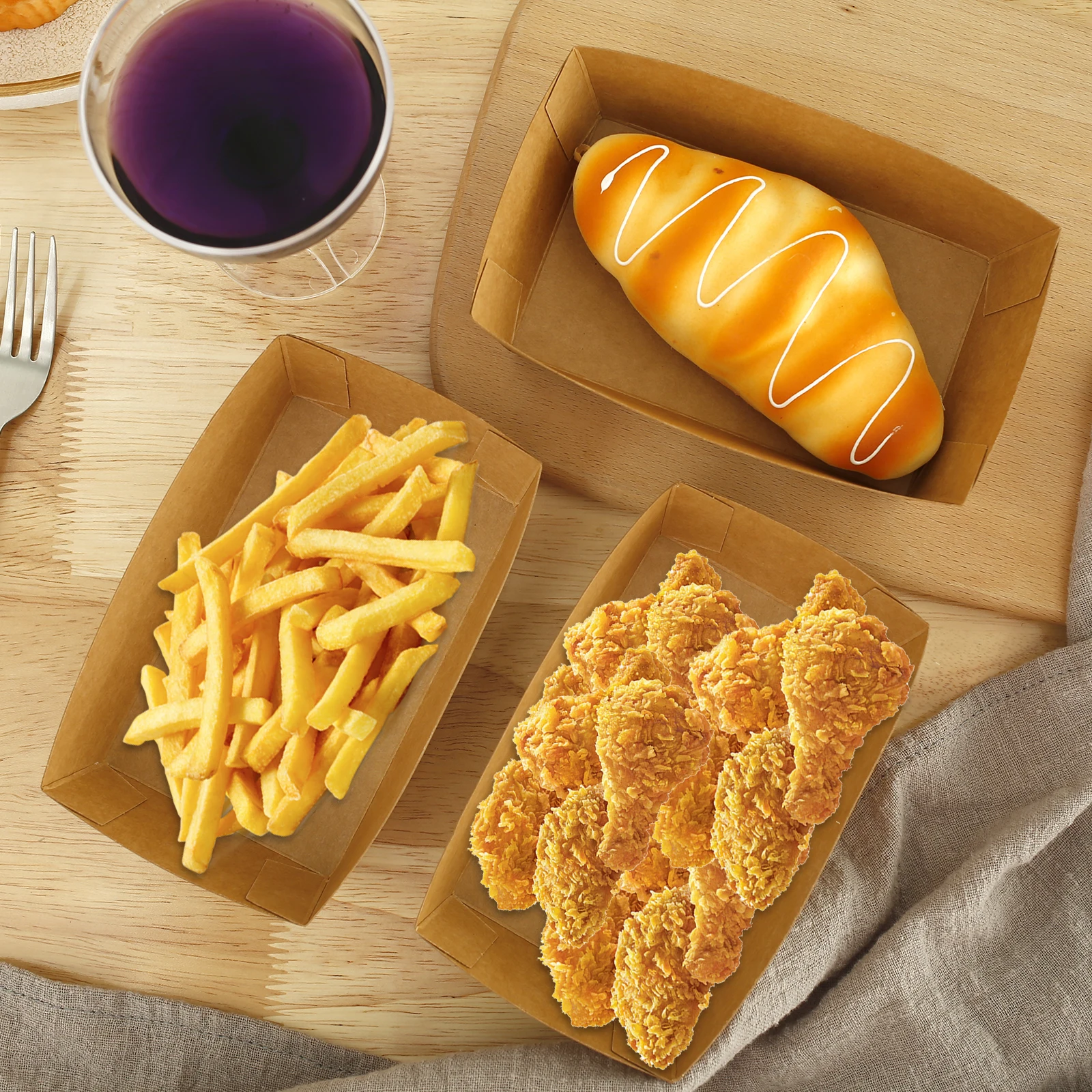 boat-shaped paper food tray oil resistant surface finish UGI Packaging fast food packaging