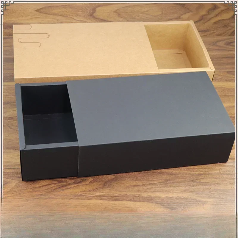 drawer style pull-out kraft cardboard box for apparel packaging boxes gift sets