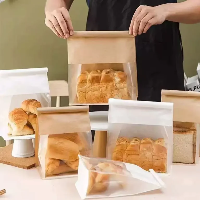 custom bread packaging box structures UGI Packaging window box kraft paper manufacturer Guangzhou