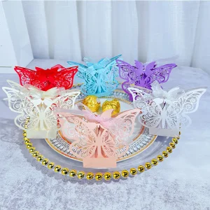 laser cut candy favor box rainbow ribbon UGI Packaging