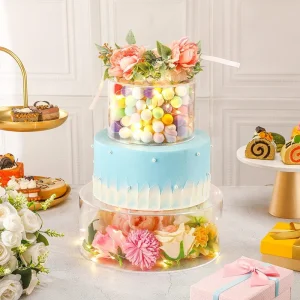 2-piece acrylic LED cake stand fillable riser wholesale bakery packaging display UGI Packaging