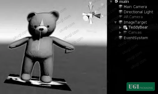Figure 6: TeddyBear 3D model topology relationship with the ImageTarget parent object in the Unity scene graph