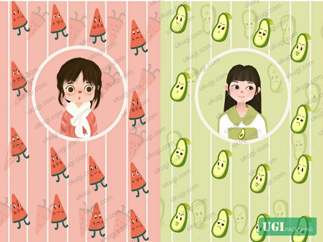 Figure 8: Character illustration development — initial chibi-style figure with subject-dominant composition