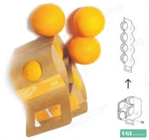 Figure 4: Convertible produce packaging structure showing re-use functionality from retail container to carry basket