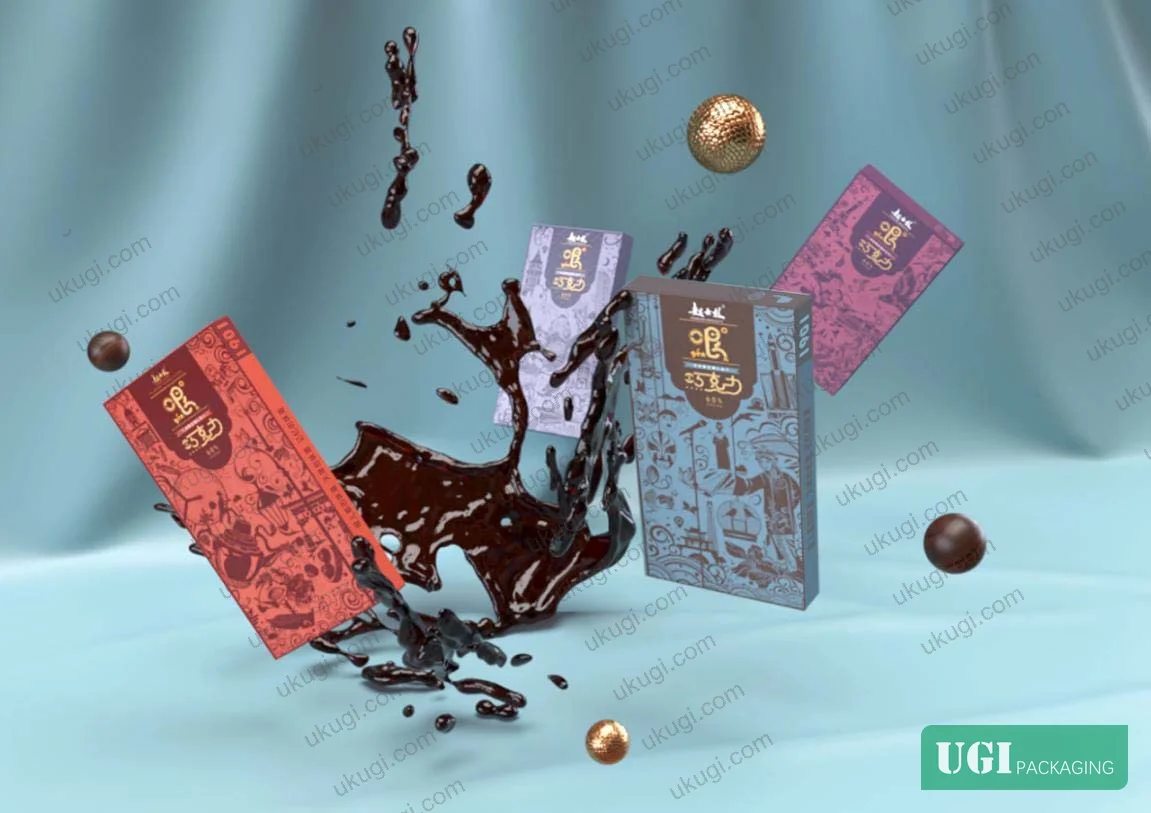 Figure 11: Truffle chocolate packaging flat layout — showing surface decoration positioning and panel registration requirements