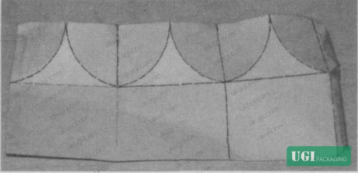 Figure 1: Flat blank layout and geometric arc parameters for a flower-style folding carton, showing the relationship between panel edge length a, arc radius r, and crown radius R