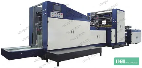 Figure 3: High-speed web-fed pointed-bottom bag machine — width 80–330 mm, speed range 150–500 bags/min, substrate 30–80 g/m²