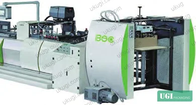 Figure 9: Sheet-fed machine ZD-FP17X with integrated mouth fold and bottom card — gusset 80–170 mm, speed 0–60 bags/min, substrate 120–350 g/m²