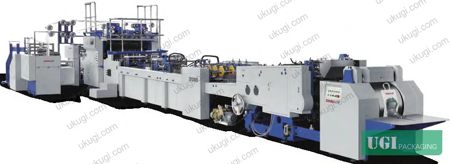 Figure 10: Intelligent paper bag production line schematic — integrated servo control, high-speed sheet feed, and precision adhesive application for square-bottom carrier bag manufacturing