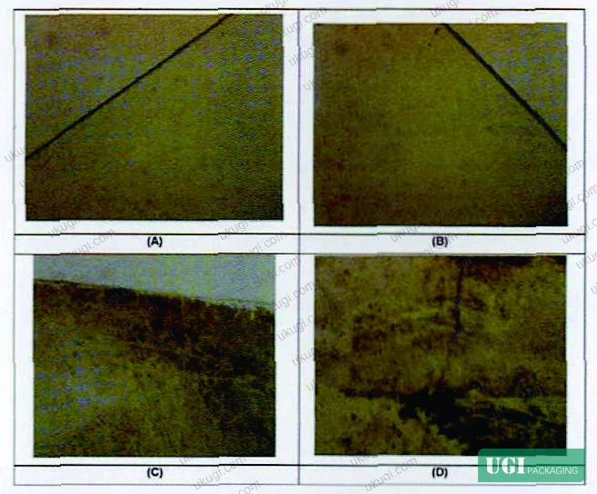 Figure 3: Comparative visual appearance of UV-coated paperboard versus biodegradable BOPP-laminated paperboard showing equivalent gloss and color saturation under retail lighting
