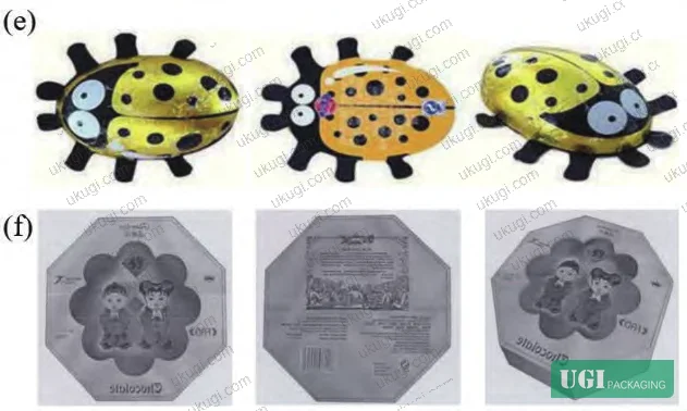 Figure 8: Patent case analysis — irregular bee-form outer packaging and octagonal Felicita chocolate box designs