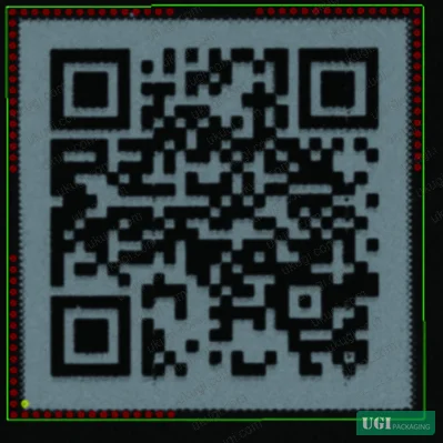 Figure 3: Quiet zone violation detected — red alert indicators show insufficient 4-module clearance, flagged as pattern damage by decode algorithm