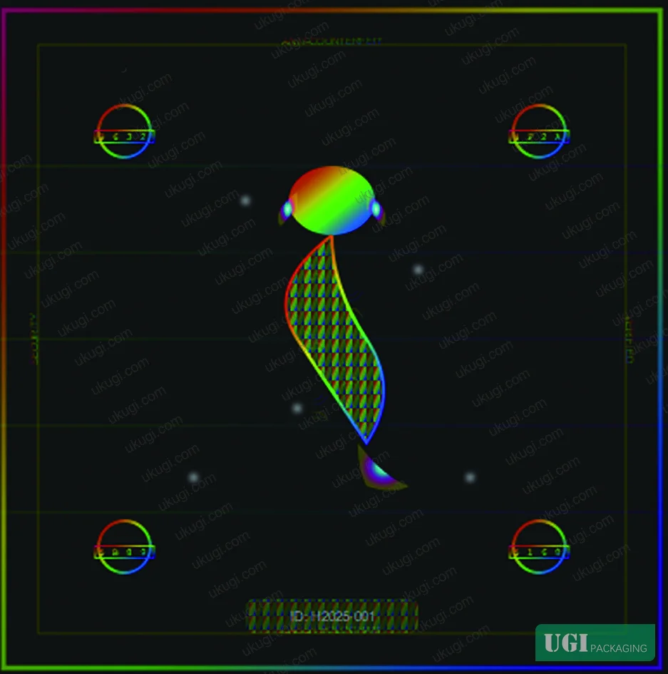 Figure 1: Laser holographic anti-counterfeiting pattern design schematic showing the electron-beam master fabrication process and holographic film layering