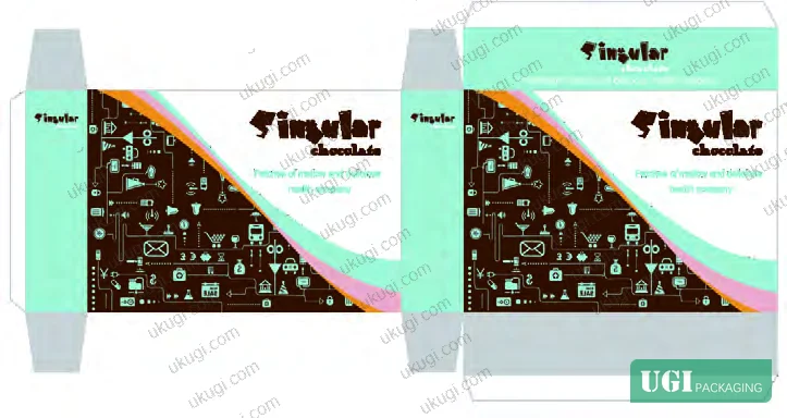 Figure 1: Visual design and structural layout comparison of digitally printed confectionery packaging formats, illustrating color field behavior across substrate types