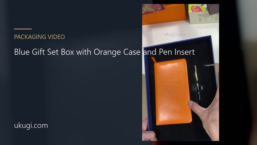 Blue Gift Set Box with Orange Case and Pen Insert | ukugi.com