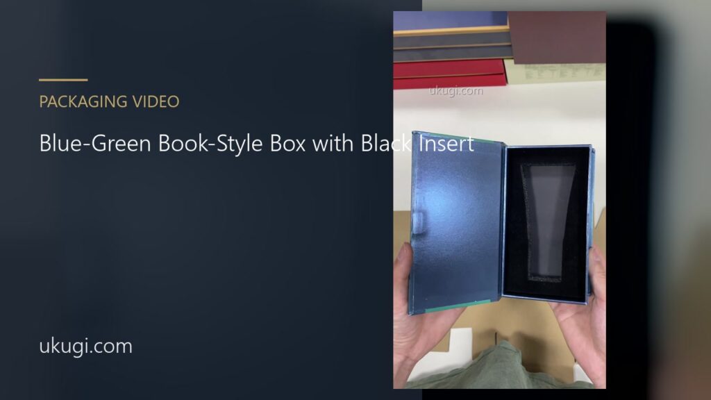 Blue-Green Book-Style Box with Black Insert | ukugi.com