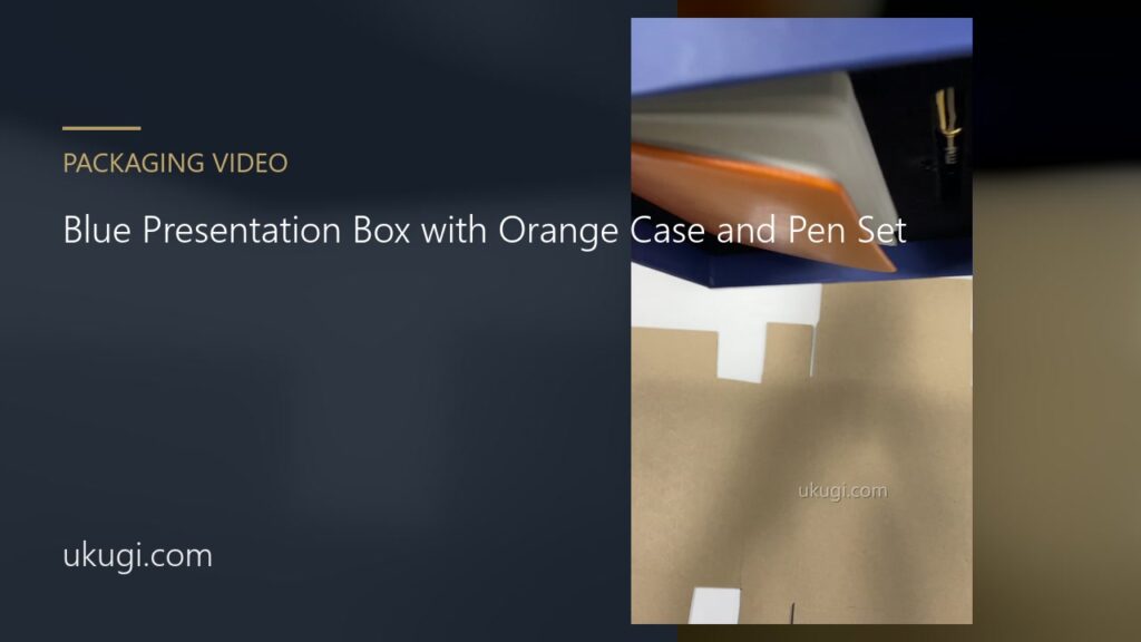 Blue Presentation Box with Orange Case and Pen Set | ukugi.com