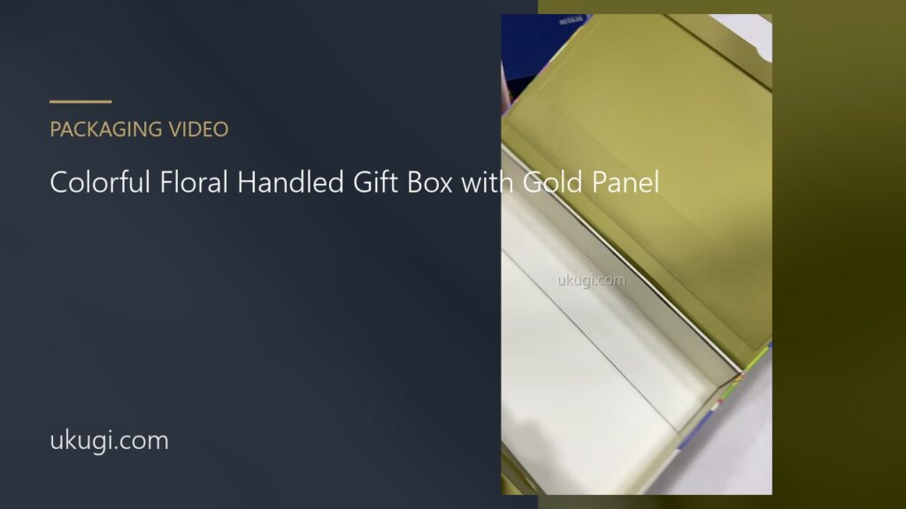 Colorful Floral Handled Gift Box with Gold Panel | ukugi.com
