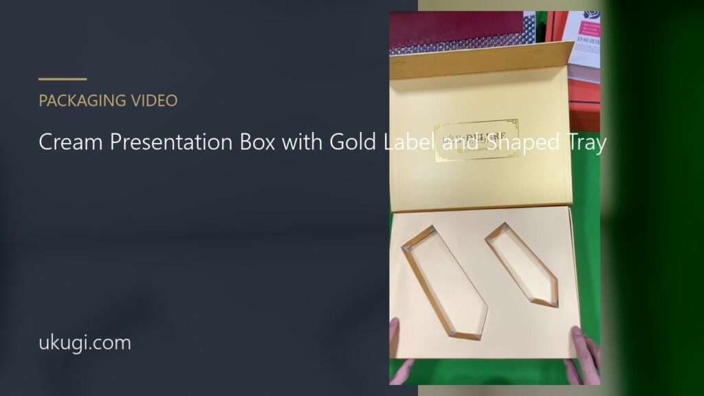 Cream Presentation Box with Gold Label and Shaped Tray | ukugi.com