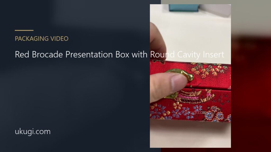 Red Brocade Presentation Box with Round Cavity Insert | ukugi.com