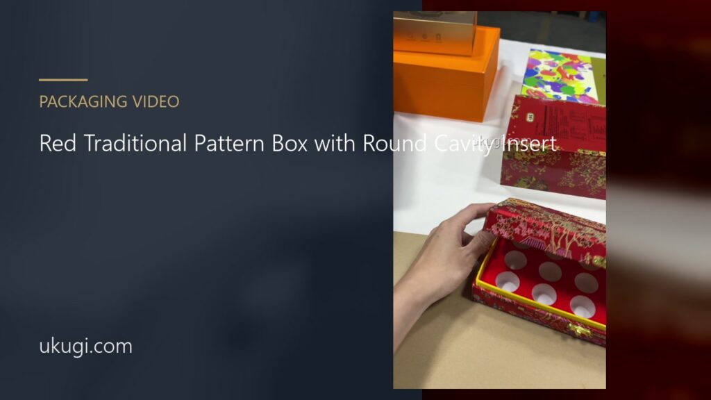 Red Traditional Pattern Box with Round Cavity Insert | ukugi.com
