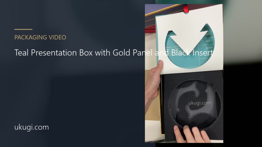 Teal Presentation Box with Gold Panel and Black Insert | ukugi.com