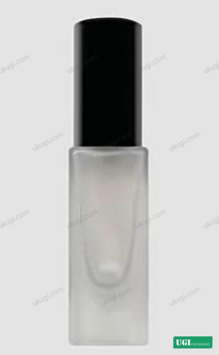 Anonymized frosted square perfume atomizer concept with black cap