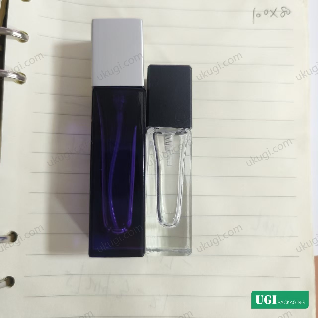 UGI Packaging square glass perfume atomizer reference with two cap styles