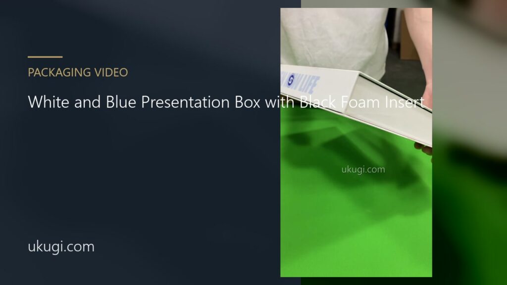 White and Blue Presentation Box with Black Foam Insert | ukugi.com