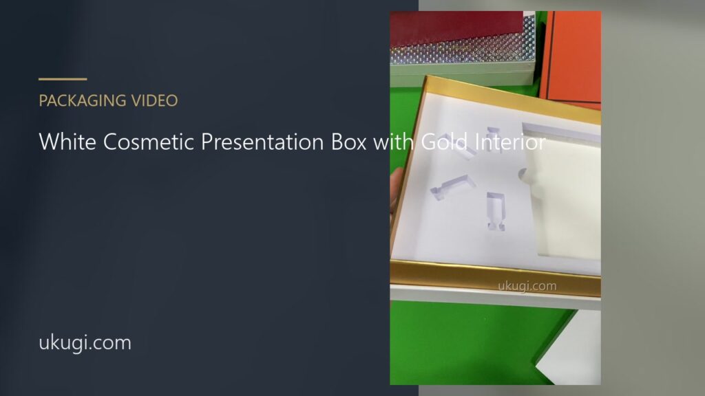 White Cosmetic Presentation Box with Gold Interior | ukugi.com