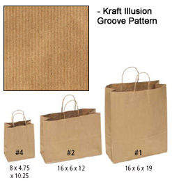 Grooved kraft shopping bags